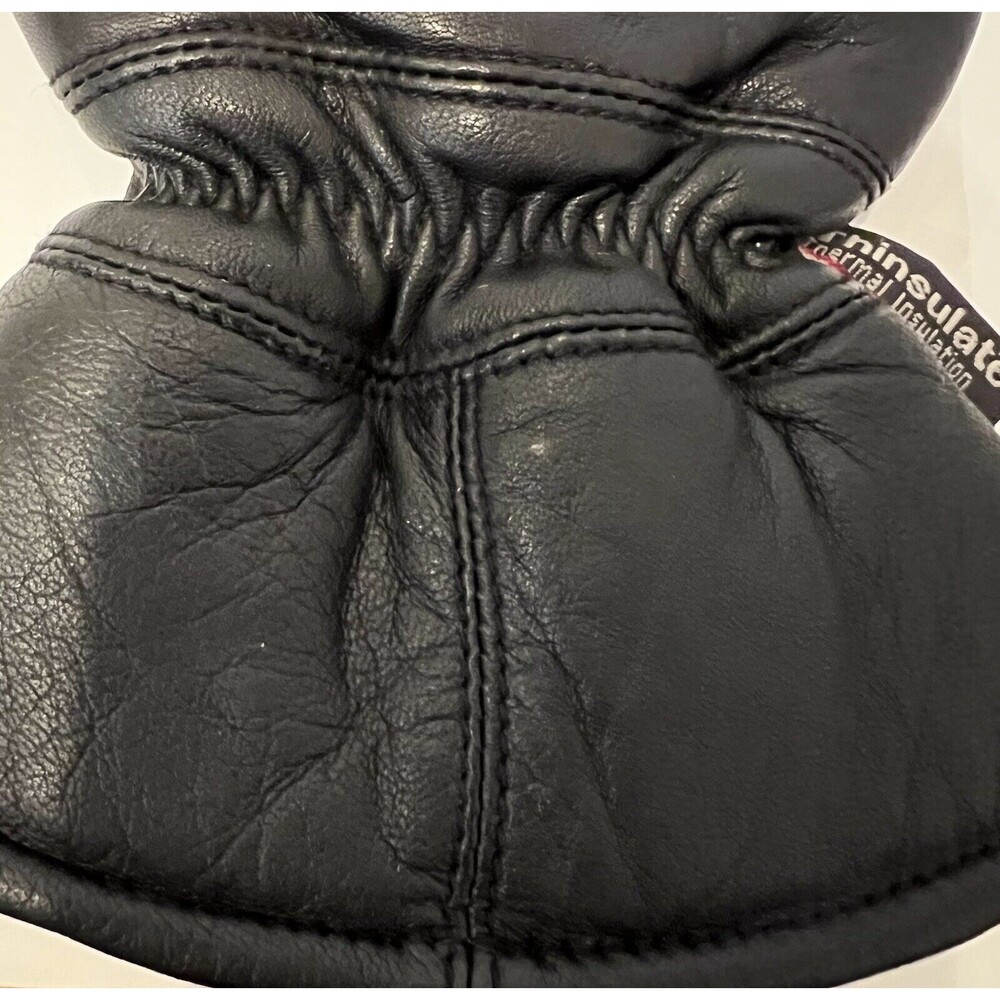 Thinsulate Black Leather Insulated Mens Thermal Lining Motorcycle Gloves Size XL - Picture 5 of 16